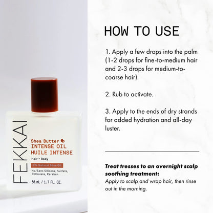 Fekkai Shea Butter Intense Oil – Hydrates Hair & Skin, 50 mL, Vegan & Cruelty-Free