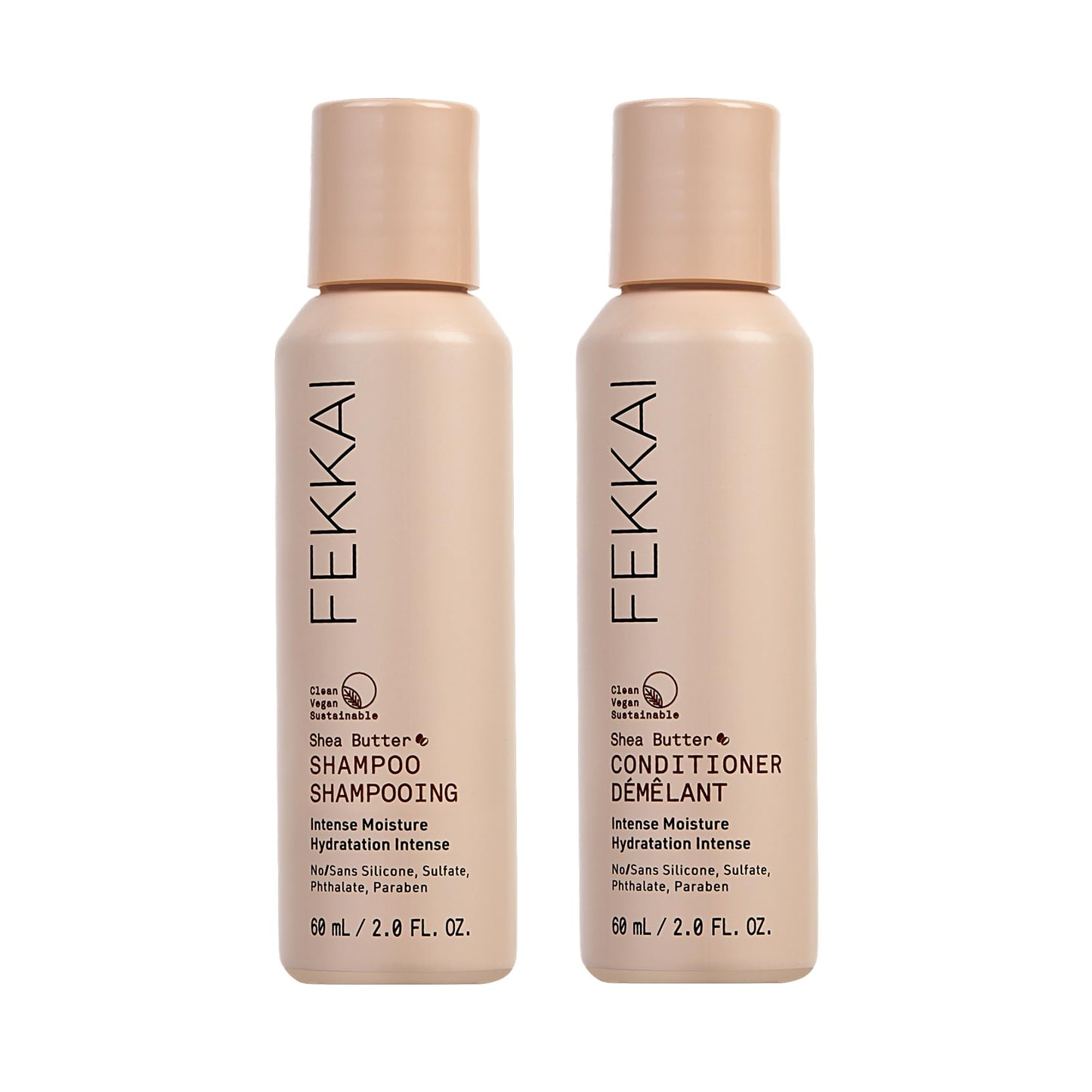 FEKKAI Shea Butter Shampoo & Conditioner (2 oz) – Moisture, Softness & Shine | Frizz Reduction Up to 12H