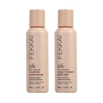 FEKKAI Shea Butter Shampoo & Conditioner (2 oz) – Moisture, Softness & Shine | Frizz Reduction Up to 12H