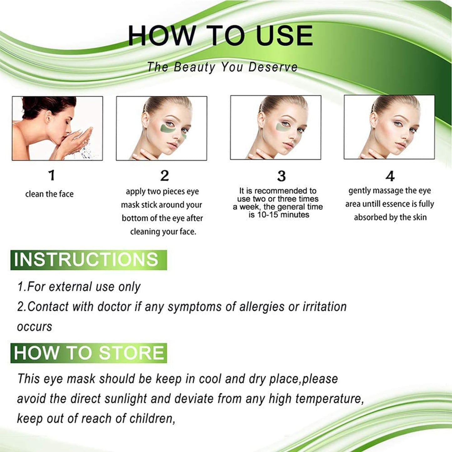 Felico 30 Pairs Lip & Under Eye Masks | Crystal Pink Lip Masks & Seaweed Eye Masks