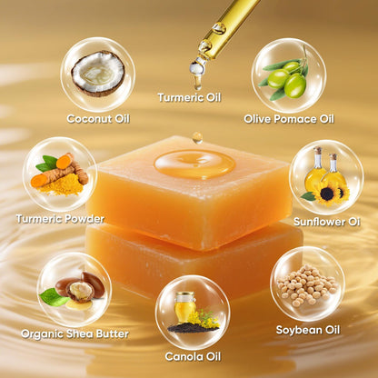 Femani Turmeric Cleansing Set – 50 Pads, Soap Bar & Face Wash with Brush