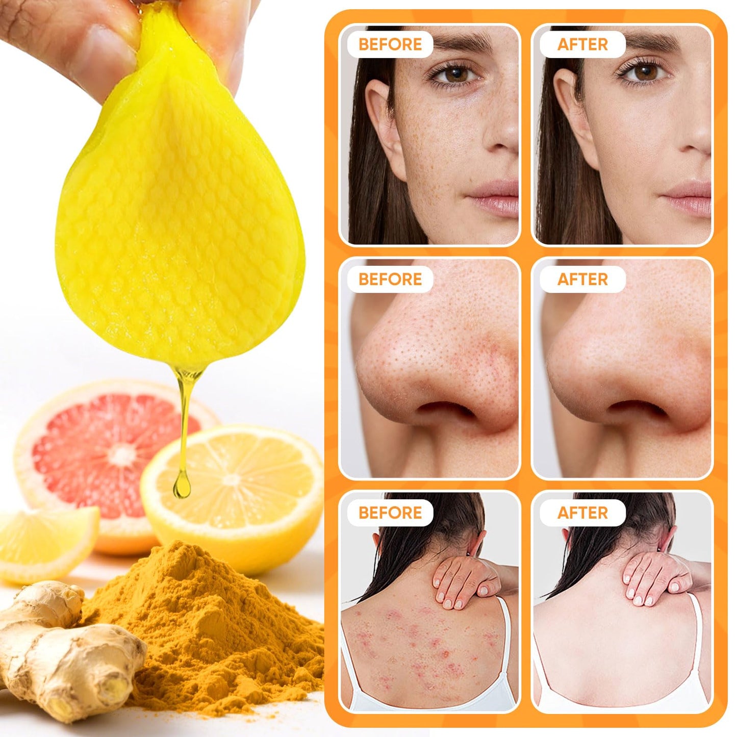 Femani Turmeric Cleansing Set – 50 Pads, Soap Bar & Face Wash with Brush