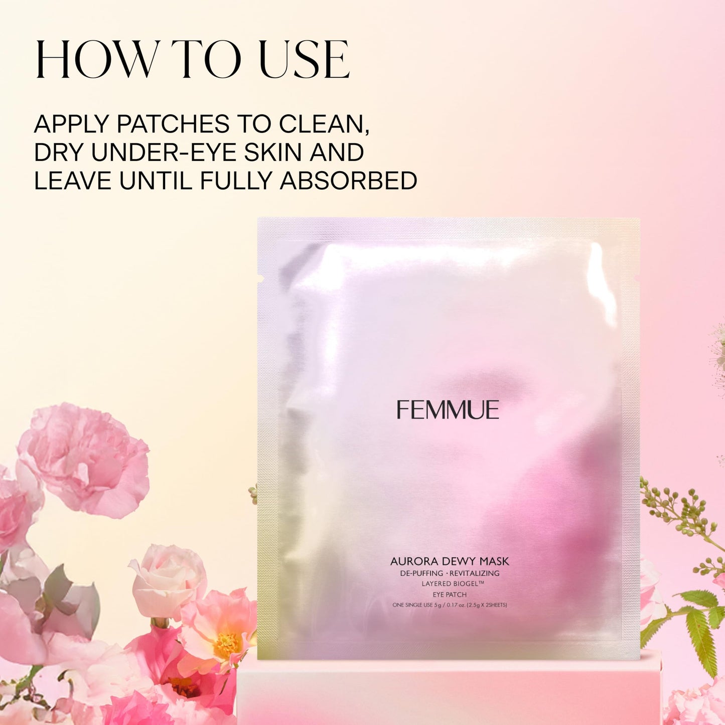 FEMMUE Aurora Dewy Eye Patches (4pk) | Cooling Under-Eye Mask with Niacinamide & Caffeine