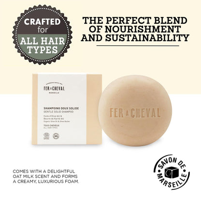 Fer à Cheval Gentle Solid Shampoo 100 g | Organic Olive Oil & Shea Butter, COSMOS Natural, Silicone-Free, All Hair Types