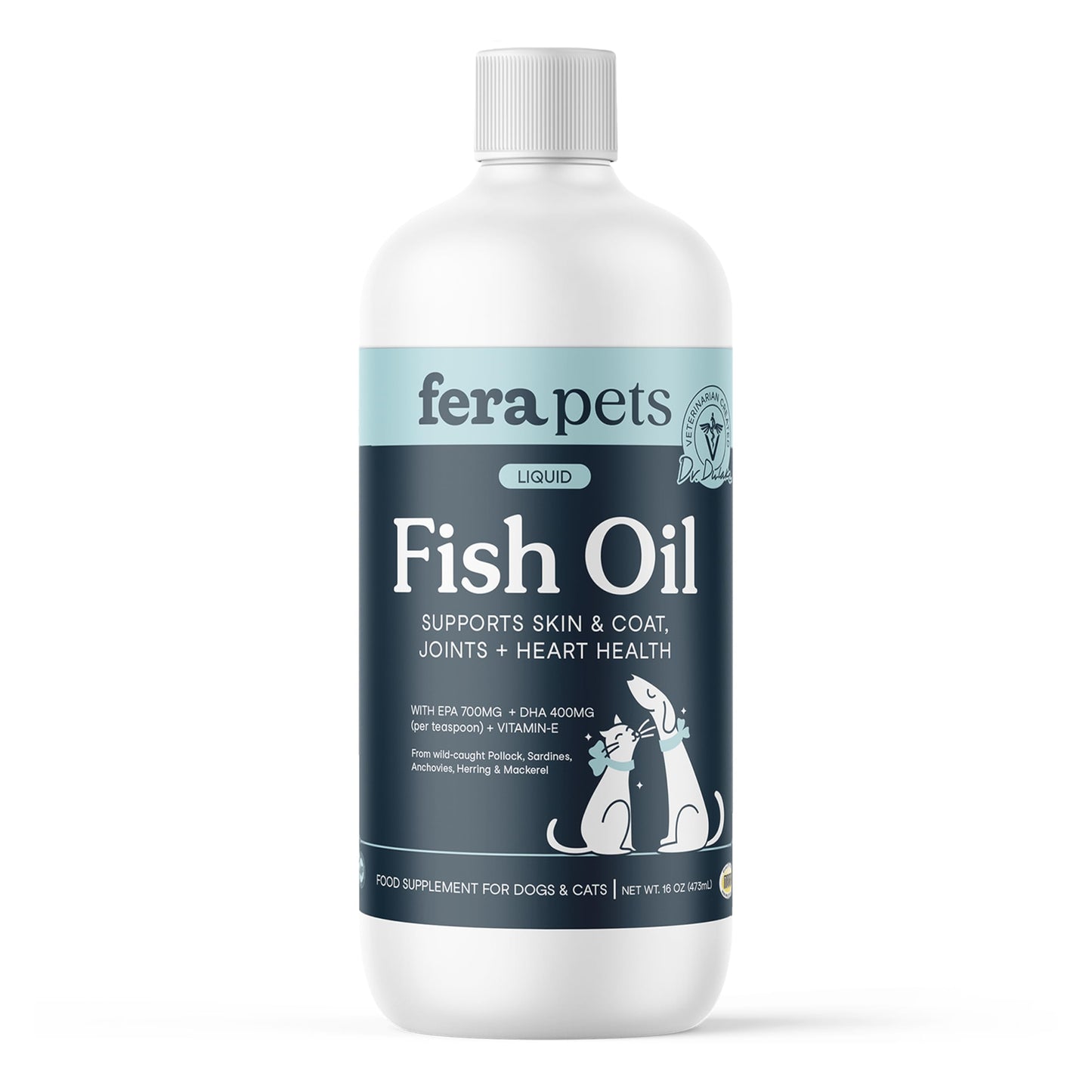 Fera Pets Fish Oil Omega-3 for Dogs & Cats — Joints, Heart, Skin & Coat Health (16 oz)