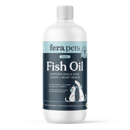 Fera Pets Fish Oil Omega-3 for Dogs & Cats — Joints, Heart, Skin & Coat Health (16 oz)
