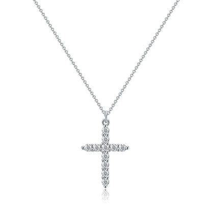 Cross Full Diamond Crown Rotatable Necklace