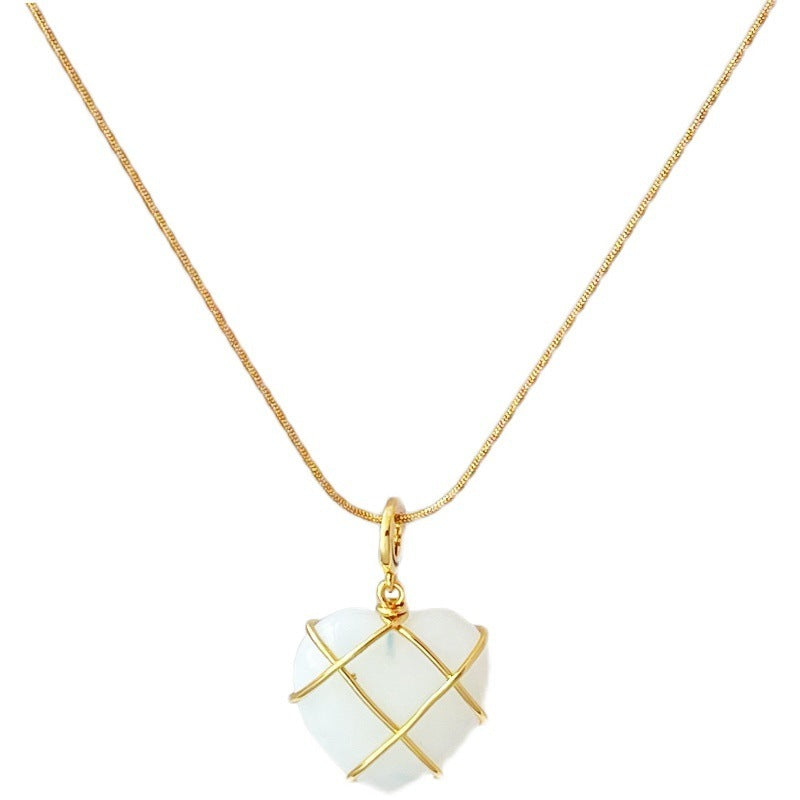 Heart Shaped Barbie Moonstone Necklace