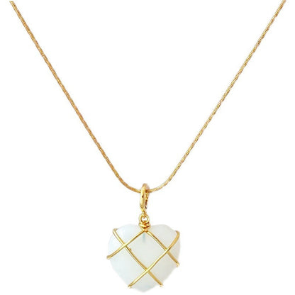 Heart Shaped Barbie Moonstone Necklace