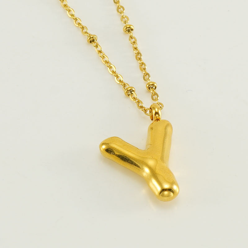 Bubble Letter Pendant Necklace A-Z