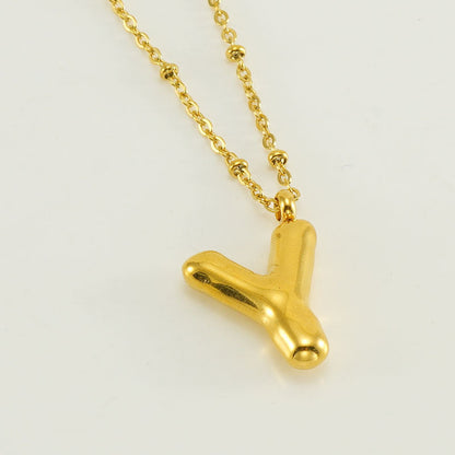 Bubble Letter Pendant Necklace A-Z