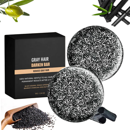 F FENG PEI Gray Hair Reverse Bar Soap – Black Shampoo Bar for Hair & Beard Darkening (2 Pcs)