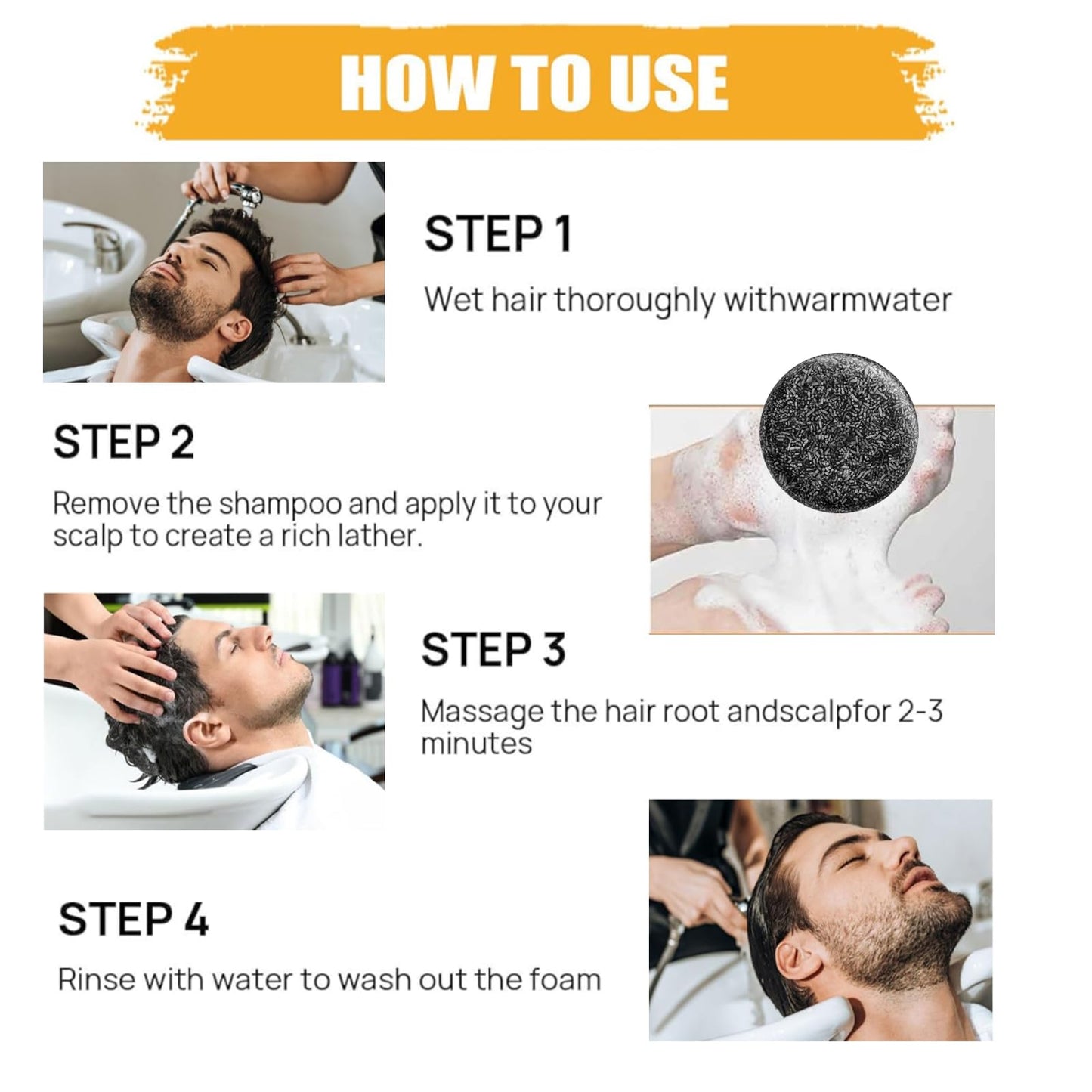 F FENG PEI Black Shampoo Bar for Hair & Beards — Natural Darkening (2 Pcs)