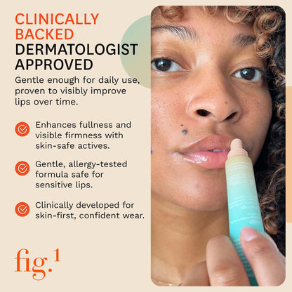 Fig.1 Peptide Plump Lip Oil | Hyaluronic Acid + Vegan Squalane | Fragrance-Free, Non-Sticky Gloss 0.5 fl oz