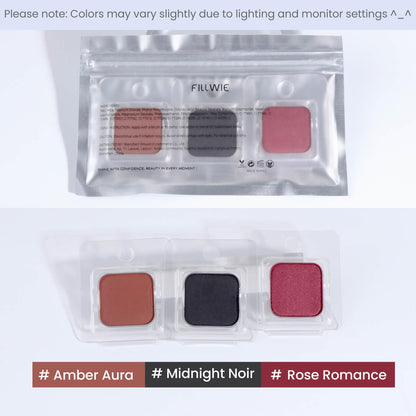 Fillwie 3-Color Eyeshadow Pack – Matte & Shimmer Neutrals, Magnetic Palette Pans