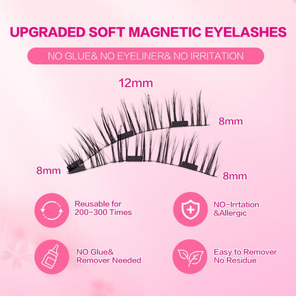 FindLove 2 Pairs Magnetic Eyelashes – Natural Look, No Glue, Beginner Friendly (PGY)