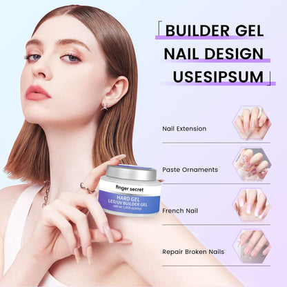 Finger Secret 60g Hard Builder Gel for Nails – Extension & Strengthening Kit (Clear)