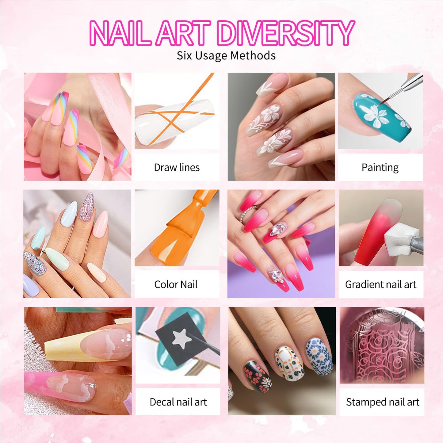 Finger Secret 16 Neon Ombre Gel Pat Palette with 100 Nail Sponges