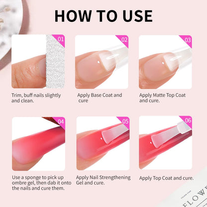Finger Secret 16-Color Gel Ombre Nail Kit – Gradient Blooming Gel Palette & 100 Sponges