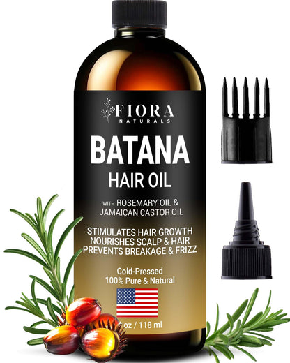 Fiora Naturals Batana Rosemary Oil – Organic Dr Sebi Hair Growth Oil for Thickening, Deep Conditioning & Scalp Stimulation, 4 oz