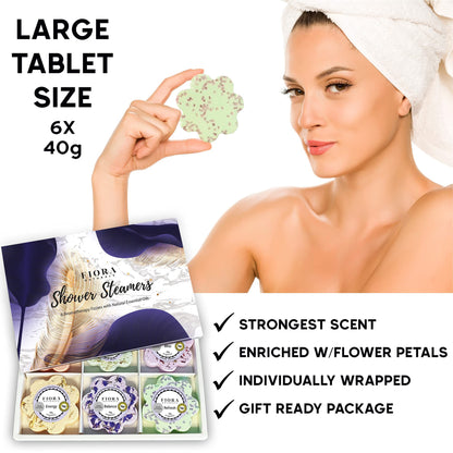 Fiora Naturals Shower Bombs Aromatherapy - Spa Shower Steamers for Relaxation & Self-Care