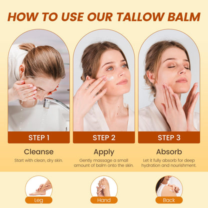 Fioraen Whipped Beef Tallow & Manuka Honey Balm – Unscented Hydration for Dry Skin (4 fl oz)