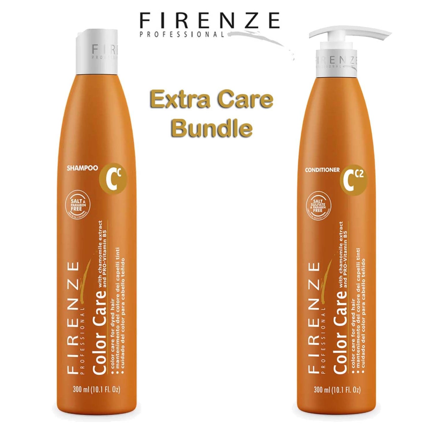 Firenze Professional Color Care Bundle 300ml (10.1 fl oz) Each – Color-Protect Shampoo & Conditioner for Blonde & Color-Treated Hair