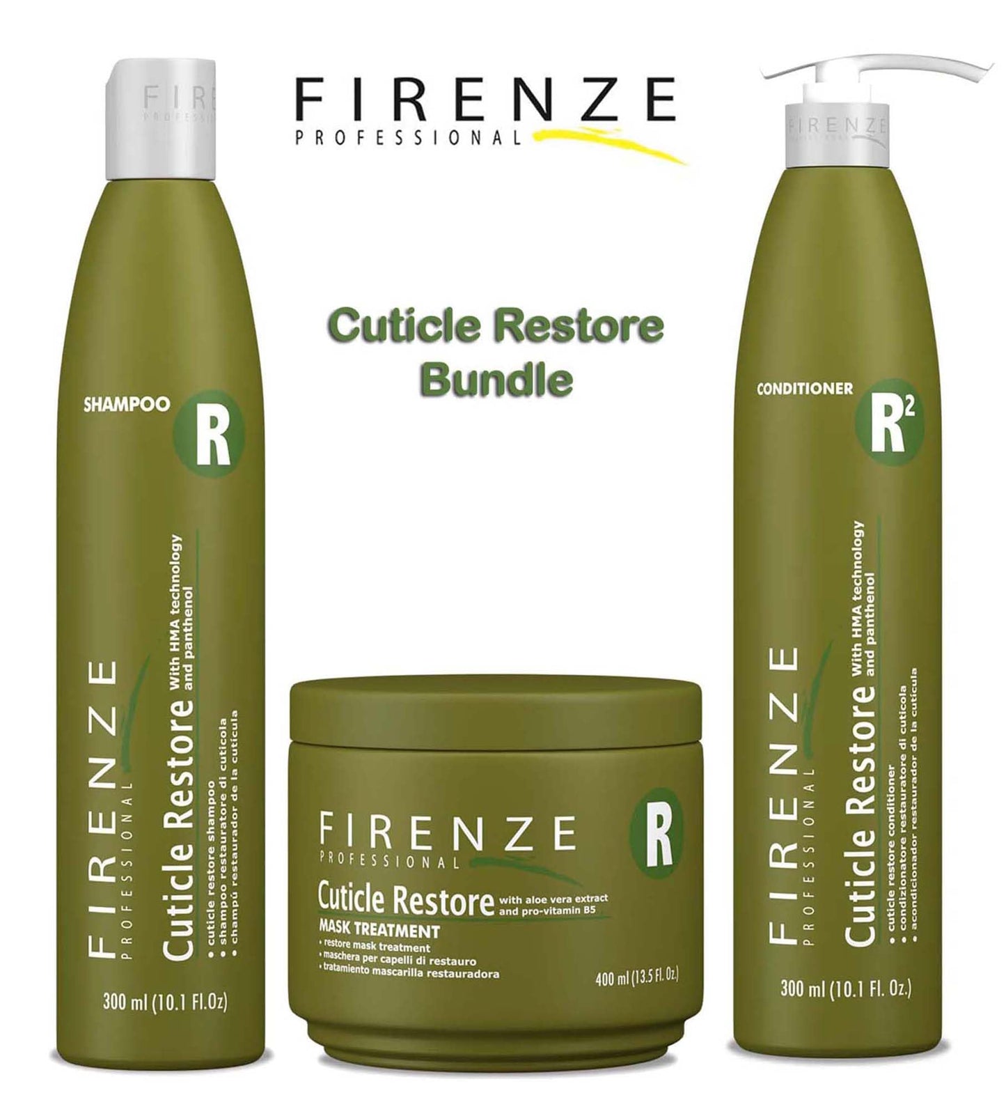 Firenze Professional Cuticle Restore Trio – Shampoo, Conditioner & Mask Treatment for Deep Hair Repair