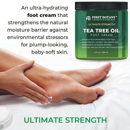 First Botany Athletes Foot Cream with Tea Tree Oil, Aloe & Spearmint – Hydrates & Softens Dry Feet (8 oz)
