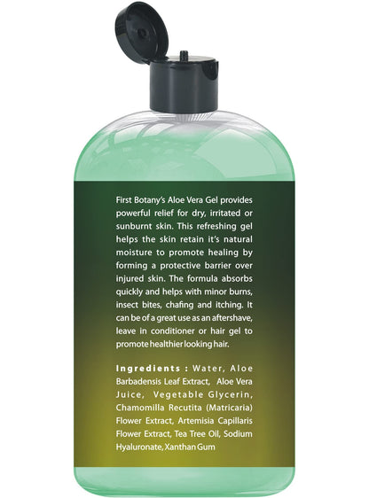 First Botany Aloe Vera Gel with Tea Tree Oil – 16.9 fl oz for Skin, Hair, Sunburn & More