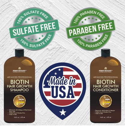 First Botany Biotin Hair Growth Shampoo & Conditioner – Thickening, Anti Hair Loss, Sulfate-Free 16 oz x2