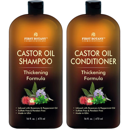 First Botany Castor Oil Shampoo & Conditioner – Thickening, Sulfate-Free (16 oz)