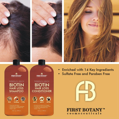 First Botany Hair Growth Shampoo & Conditioner Set – Biotin, DHT Blockers, Sulfate Free (2x16 oz)