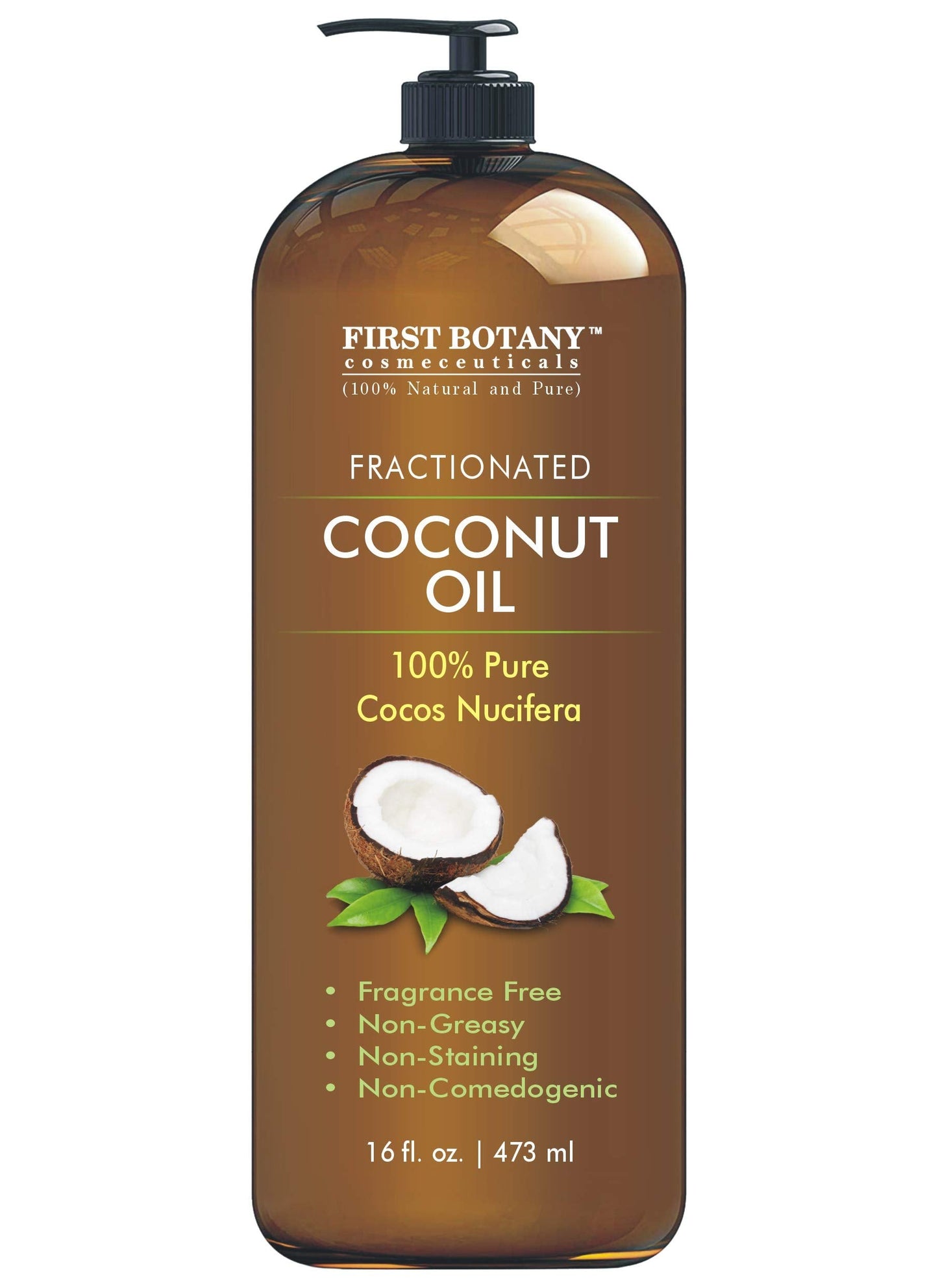 First Botany Fractionated Coconut Oil 16 oz – Pure MCT Carrier Oil for Hair, Skin & Aromatherapy