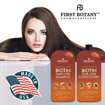 First Botany Hair Growth Shampoo & Conditioner Set – Biotin, DHT Blockers, Sulfate Free (2x16 oz)