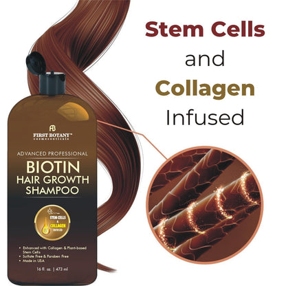 First Botany Hair Regrowth Shampoo – DHT Blockers, Collagen & Stem Cells, 16 oz