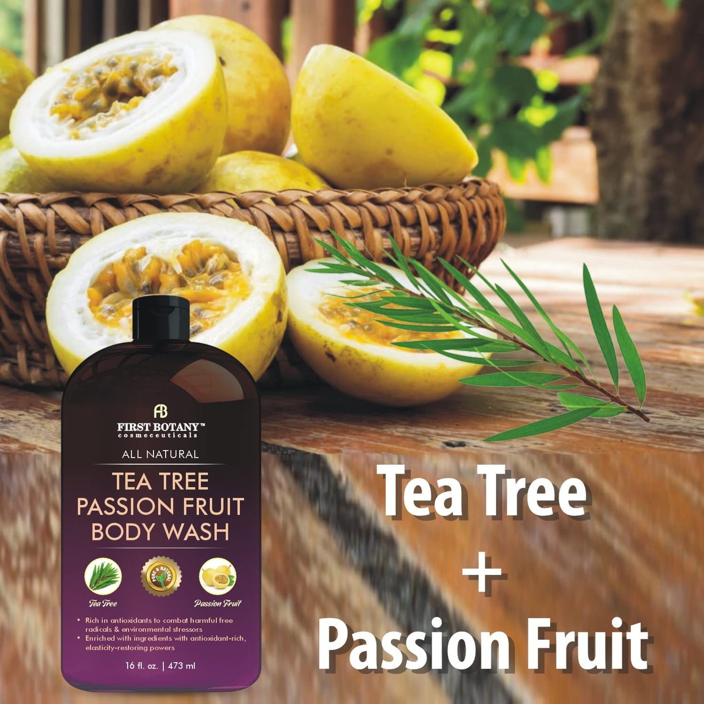 First Botany All Natural Body Wash – Passion Fruit (16 fl oz) | Gentle, Antioxidant-Rich Shower Gel