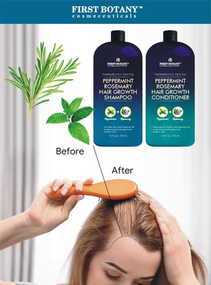 First Botany Peppermint Rosemary Hair Regrowth Shampoo & Conditioner Set – Daily Hydration & Detox