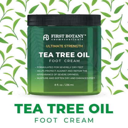First Botany Athletes Foot Cream with Tea Tree Oil, Aloe & Spearmint – Hydrates & Softens Dry Feet (8 oz)