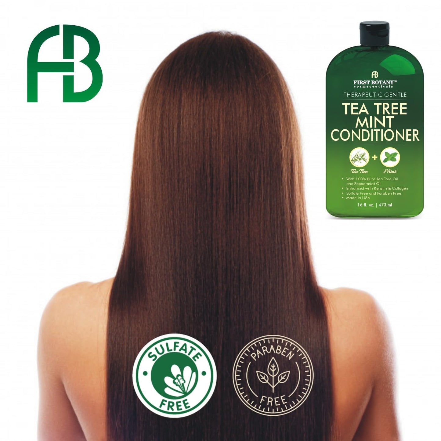 First Botany Tea Tree Oil Conditioner 16 oz – Sulfate Free & Paraben Free for Dandruff & Dry Scalp
