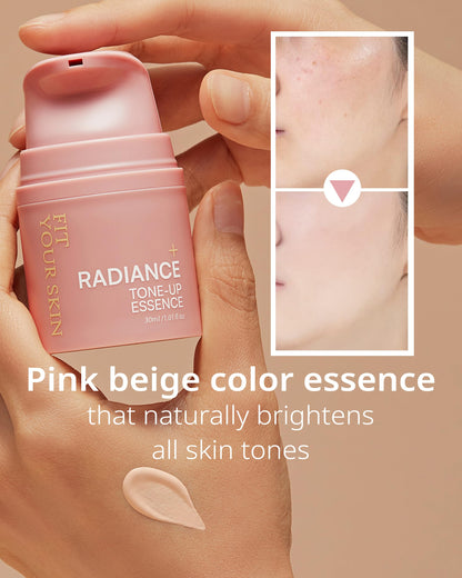 FIT YOUR SKIN Radiance Tone-Up Essence – Glass Skin Primer & Pink Beige Tint | Ceramide Vitamin C | 1.01 fl oz