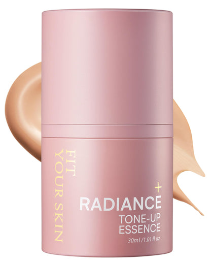 FIT YOUR SKIN Radiance Tone-Up Essence – Glass Skin Primer & Pink Beige Tint | Ceramide Vitamin C | 1.01 fl oz