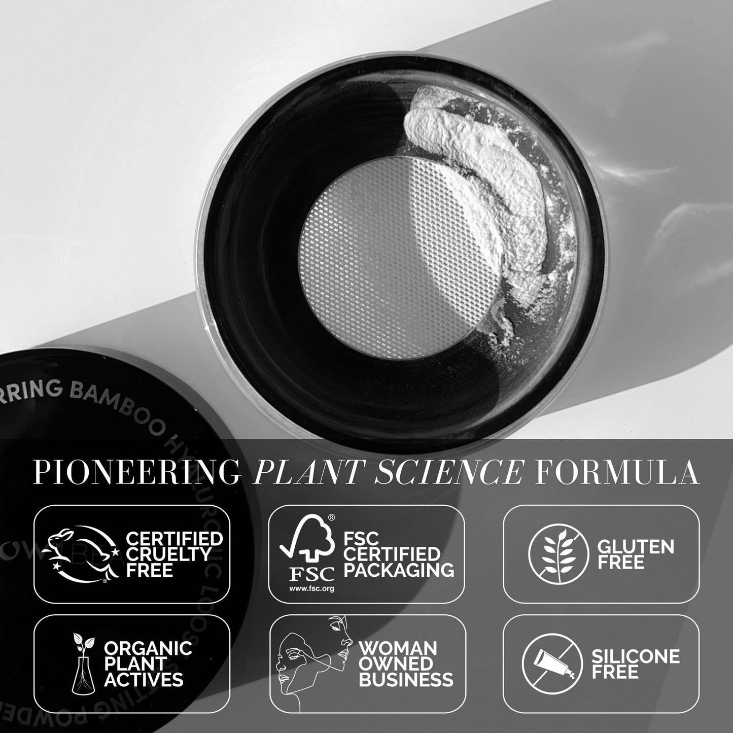 Fitglow Bamboo Hyaluronic Loose Setting Powder – Weightless, Vegan, Organic, Pore Blur | 0.32 oz