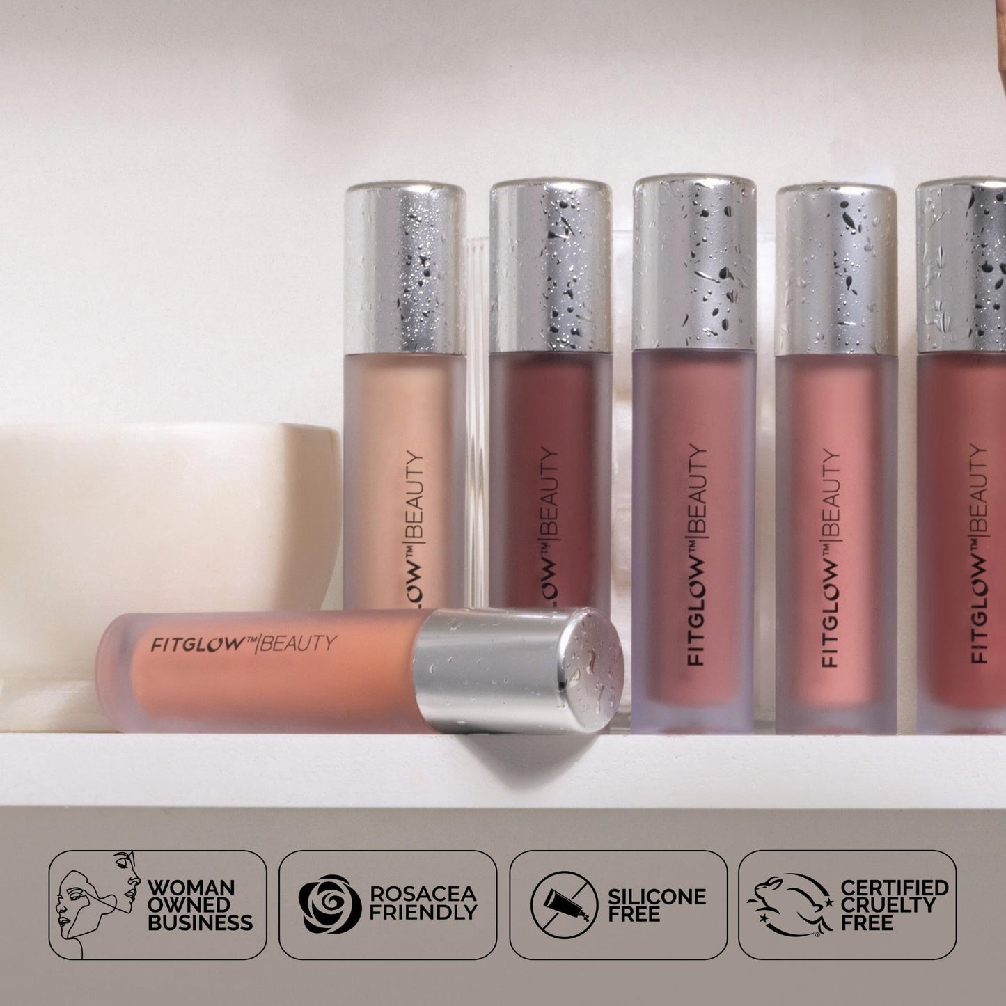 FITGLOW Beauty Lip Colour Serum Rosé | Hydrating Lip Gloss with Collagen & Pomegranate Sterols