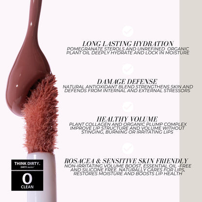 FITGLOW Beauty Lip Colour Serum Rosé | Hydrating Lip Gloss with Collagen & Pomegranate Sterols