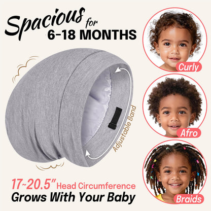 Fittia Baby Satin Bonnets for Sleeping — Adjustable 6-36 Months, Silky Smooth Hair