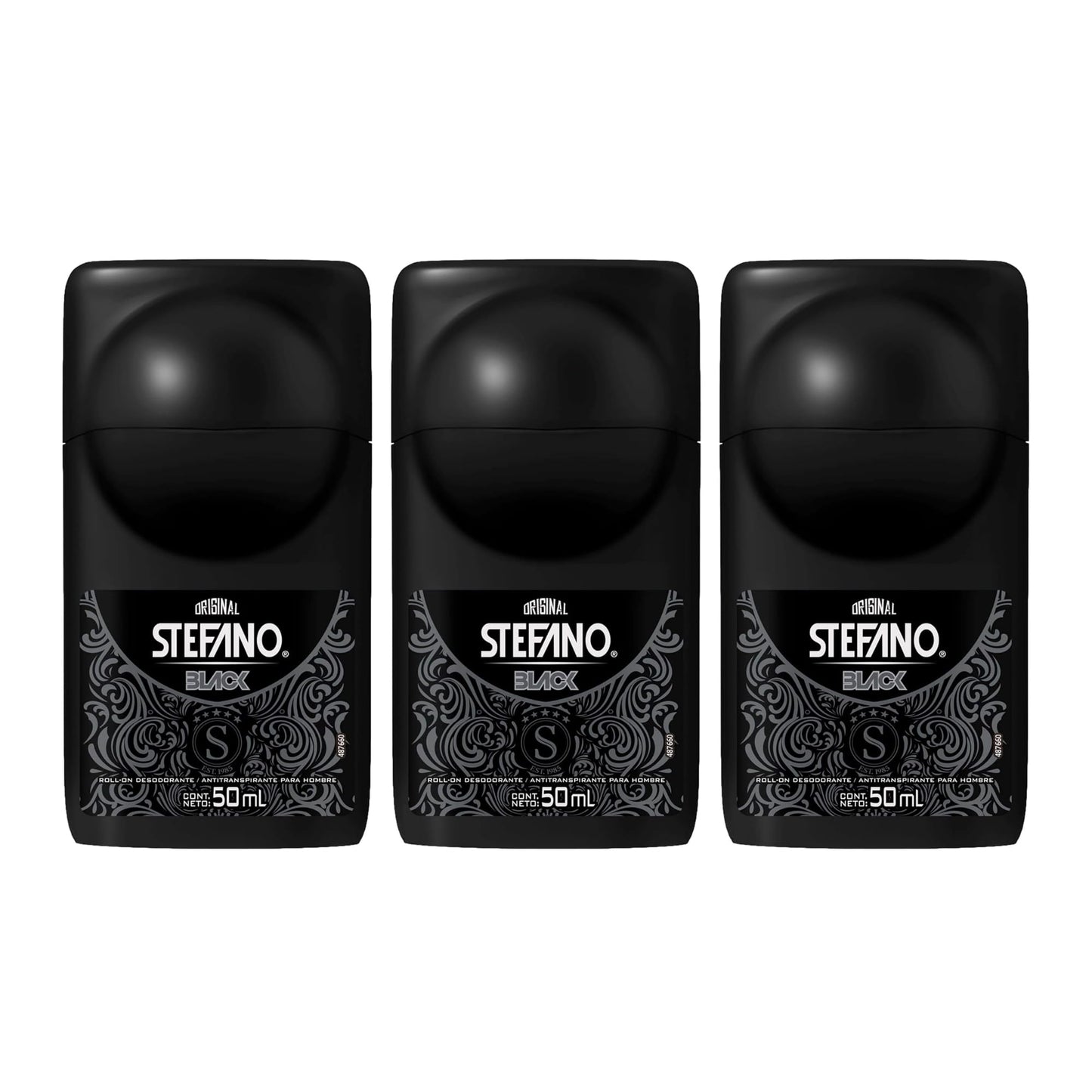 Five Brothers Stefano Black Men’s Deodorant Roll-On 3 Pack – Long-Lasting Protection, 1.69 fl oz Each