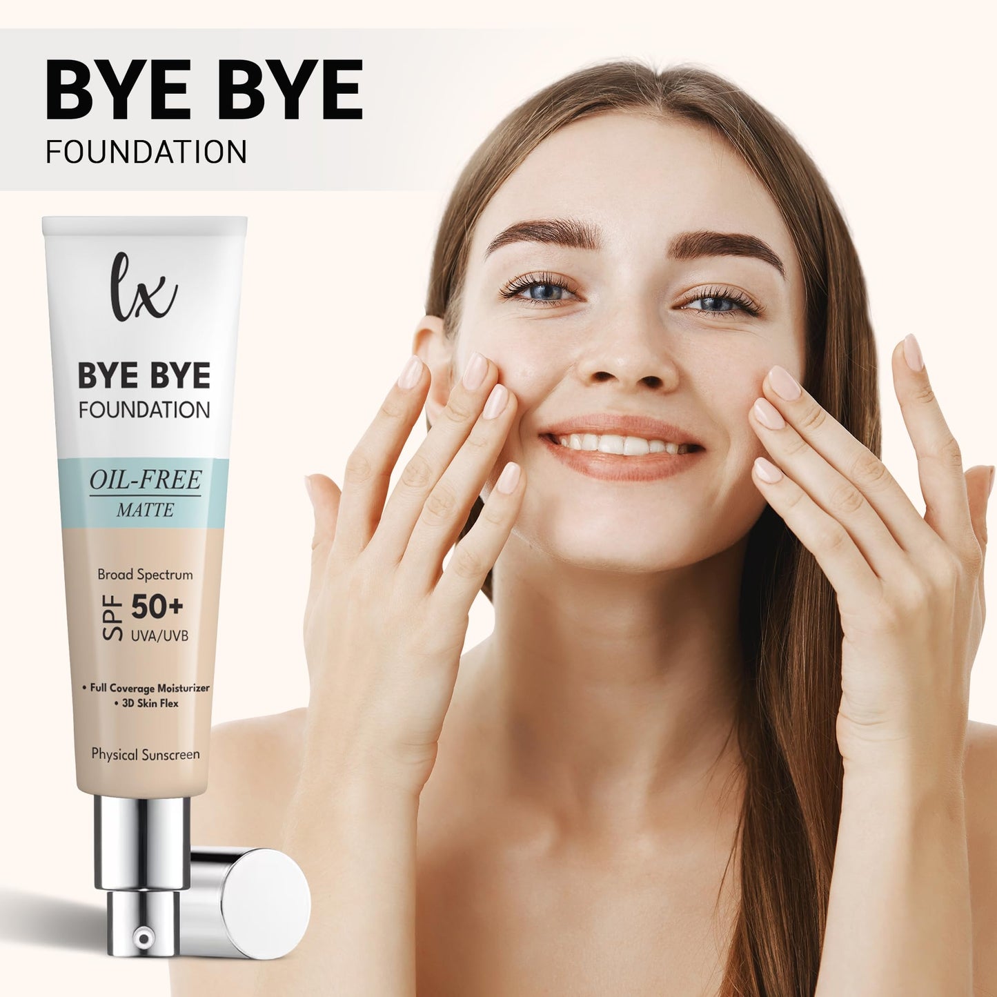 Flawless Radiance By Luxe Blend Lx Blend Bye Bye Foundation Oil-Free Matte Coverage Moisturizer SPF 50 (Light) 1 oz