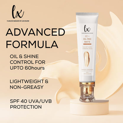 Flawless Radiance by Luxe Blend | Lx Blend CC+ Cream – Oil-Free Matte Foundation SPF 40