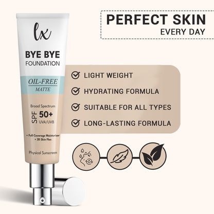 Flawless Radiance By Luxe Blend Lx Blend Bye Bye Foundation Oil-Free Matte Coverage Moisturizer SPF 50 (Light) 1 oz